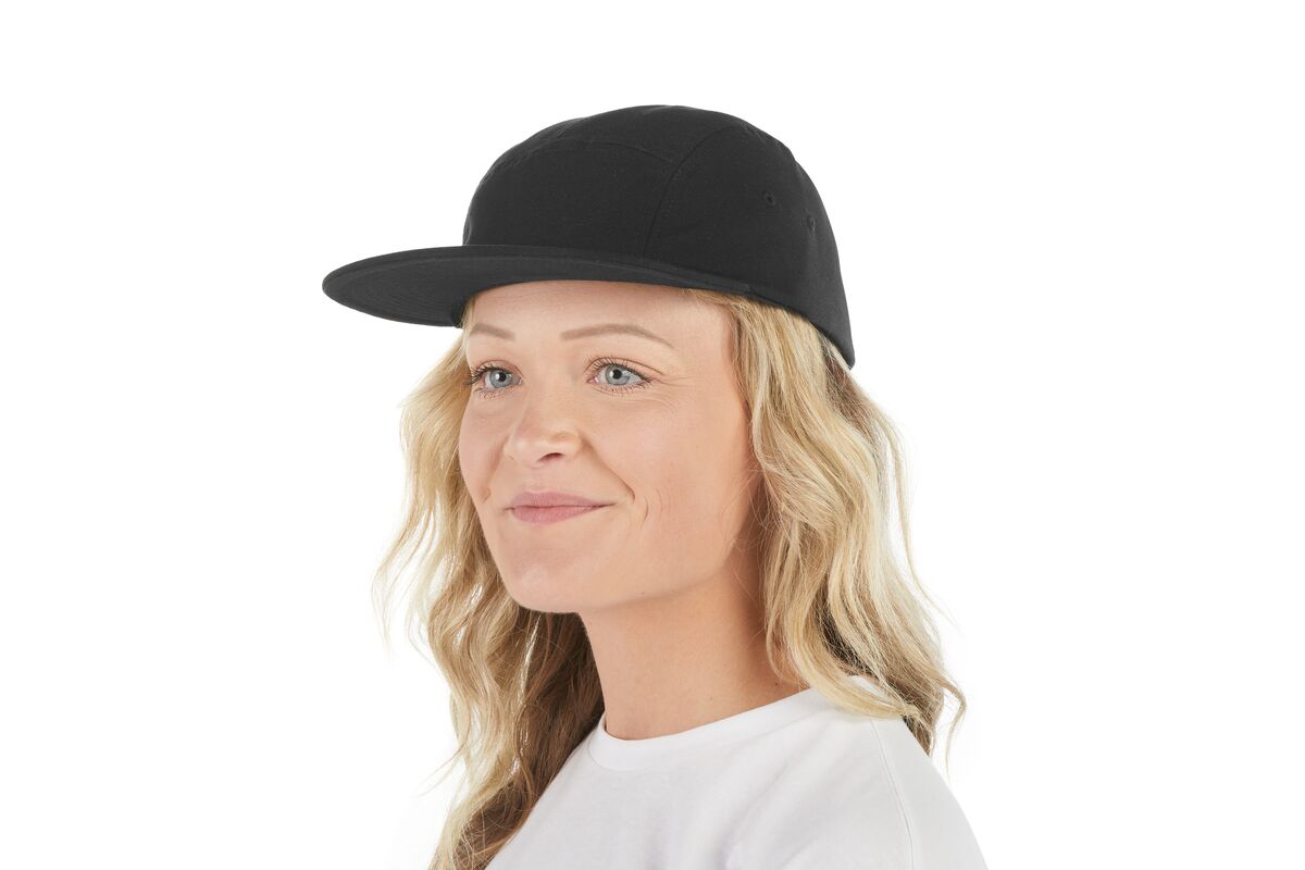 recycled-poly-flat-brim-5-panel-hat-q4 WebPDP-HAT003002_Recycled_Poly_Flat_Brim_5Panel_Hat_Black_Studio_Harper_Studios_0723_Front_2__HAT003002OS.jpg