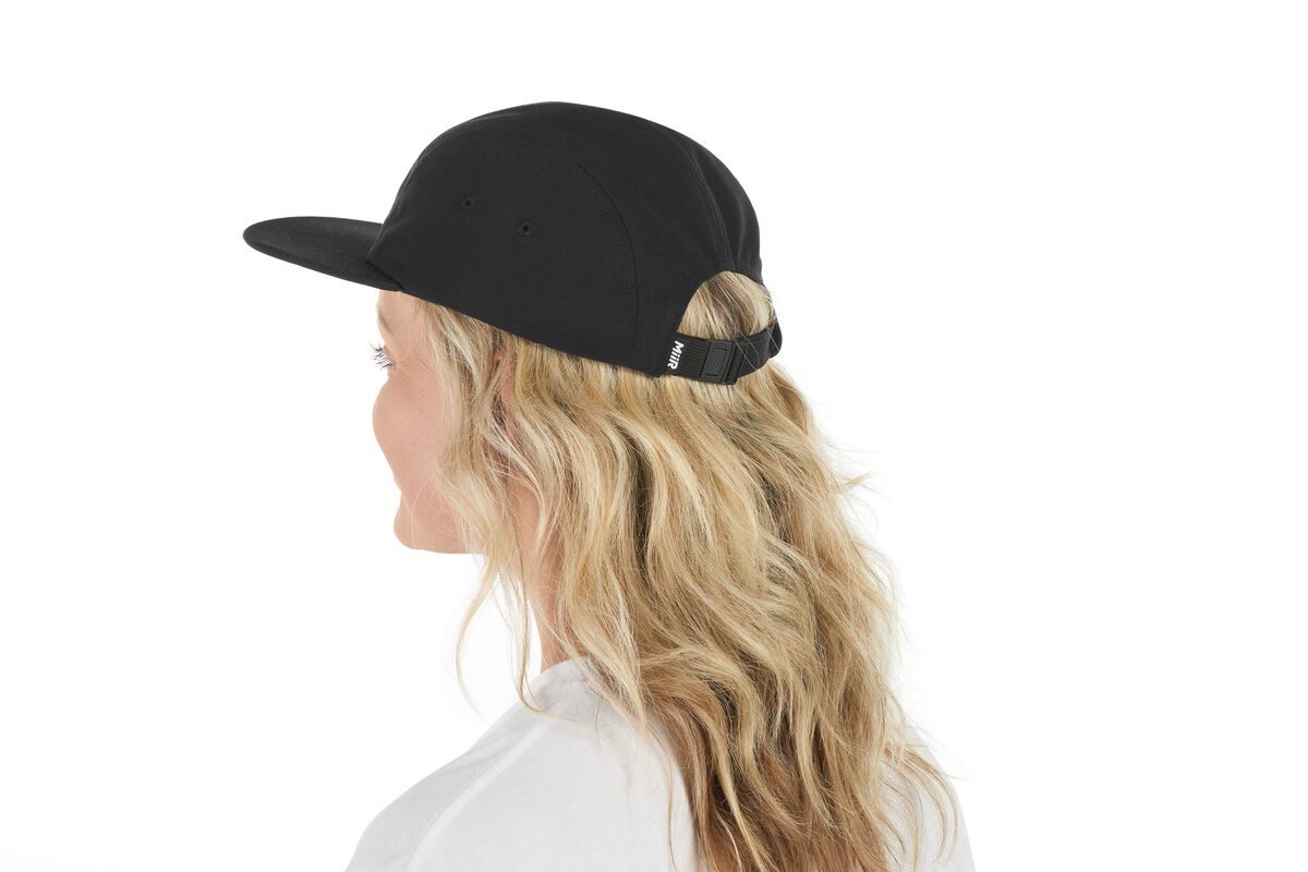 recycled-poly-flat-brim-5-panel-hat-q4 WebPDP-HAT003002_Recycled_Poly_Flat_Brim_5Panel_Hat_Black_Studio_Harper_Studios_0723_Side_2__HAT003002OS.jpg