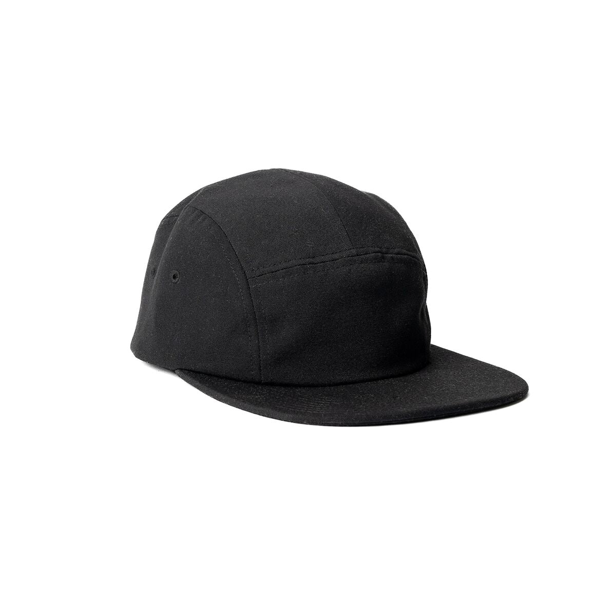 recycled-poly-flat-brim-5-panel-hat-q4 Web_PDP-FlatBrim5PanelHat_Studio_Front_Black.jpg